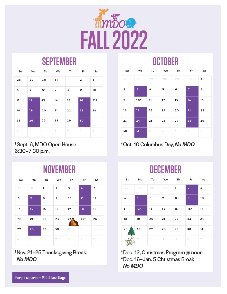 2022 Fall calendar